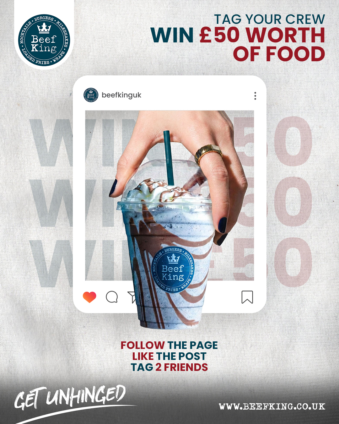 Long weekend plans? We’ve got you! 🔥🎁 We’re giving 1 lucky winner a £50 Beef King meal voucher!To enter:
👉 Follow us @beefkinguk
👉 Like + Repost + Save this post
👉 Tag 2 people in the comments who you want to share your Beef King feast with! 🍔✨ Share to your story and tag us for a bonus entry ✨*T&C apply. Prize can be availed at any Beef King location. Contest ends 9 PM Tuesday 5th May 2026.
Winner will be announced on our instagram account.Aberdeen | Addlestone | Aylesbury (Delivery Only) | Blackburn | Brixton | Chesterfield | Dunstable | Guildford | Luton | Slough | Stonehaven | Watford | Woking#Beefking #UKFoodies #UKEats #Fyp #Halalfood🔑 Beef burger, Smash burger, Spicy dip, Spicy dip burger, Manchester spicy dip burger, Oreo Cookies Milkshake, Lotus Biscoff Milkshake